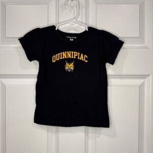 College Kids Quinnipiac Bobcats Navy Blue Puffed Sleeve Graphic T-Shirt Size 3T